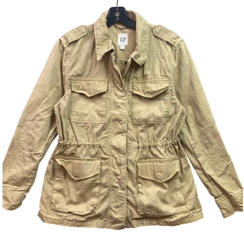 Like new GAP Jacket Womens Small Tan Lightweight Utility‎ Drawstring Waist